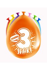 Latex ballonnen happy 3 jaar 8 stuks