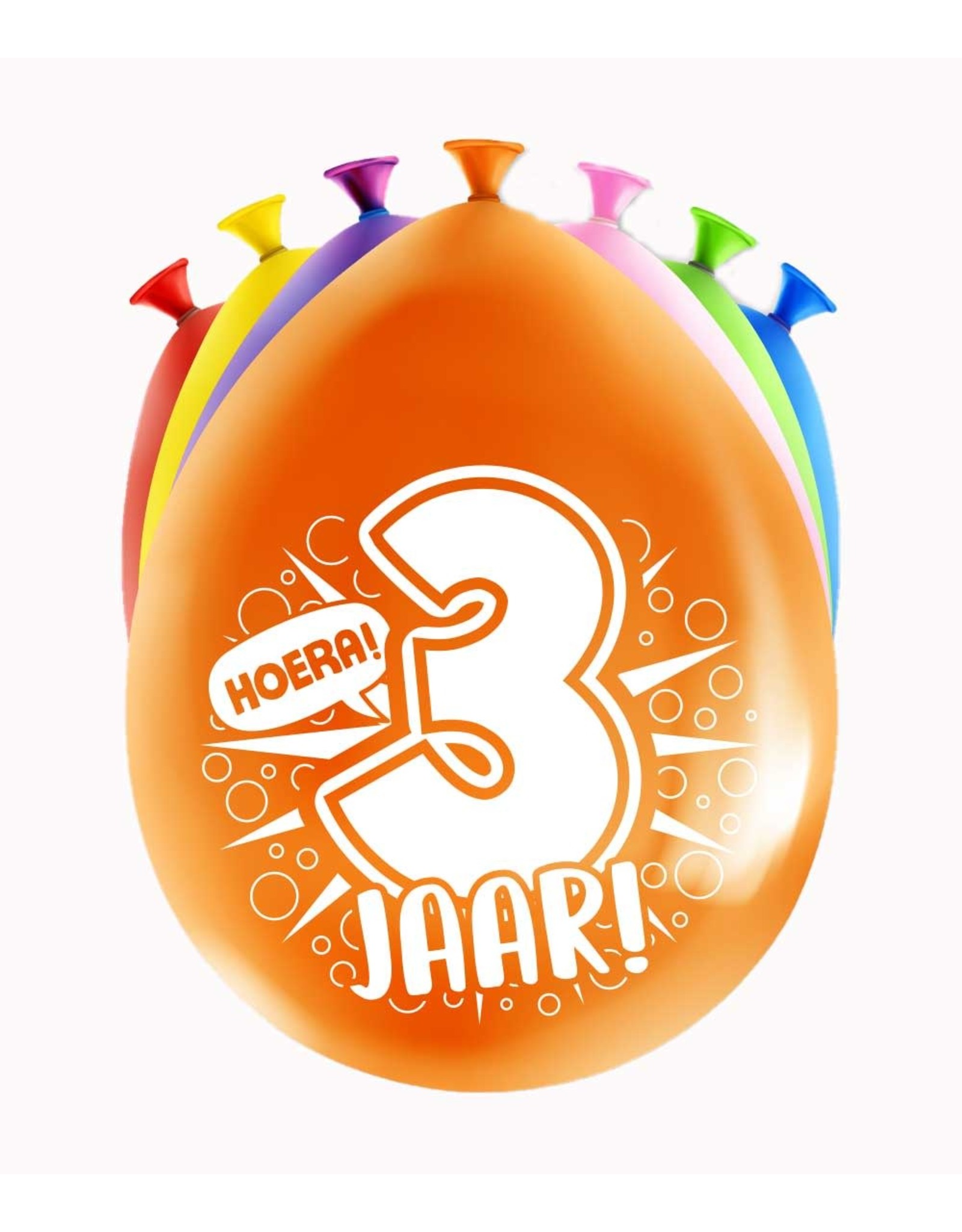 Latex ballonnen happy 3 jaar 8 stuks