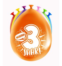 Latex ballonnen happy 3 jaar 8 stuks