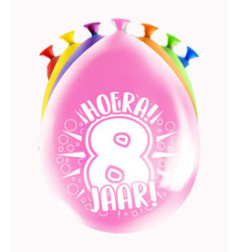 Latex ballonnen happy 8 jaar 8 stuks