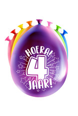 Latex ballonnen happy 4 jaar 8 stuks