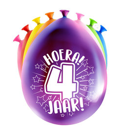 Latex ballonnen happy 4 jaar 8 stuks