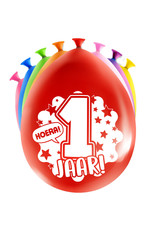 Latex ballonnen happy 1 jaar 8 stuks