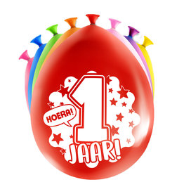 Latex ballonnen happy 1 jaar 8 stuks