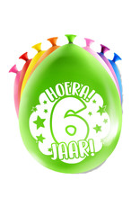 Latex ballonnen happy 6 jaar 8 stuks