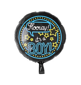 Neon folieballon hooray it's a boy!