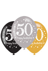 Amscan ballonnen 50 jaar mix zilver 6 stuks
