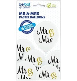 Belbal latex ballonnen Mr & Mrs 6 stuks