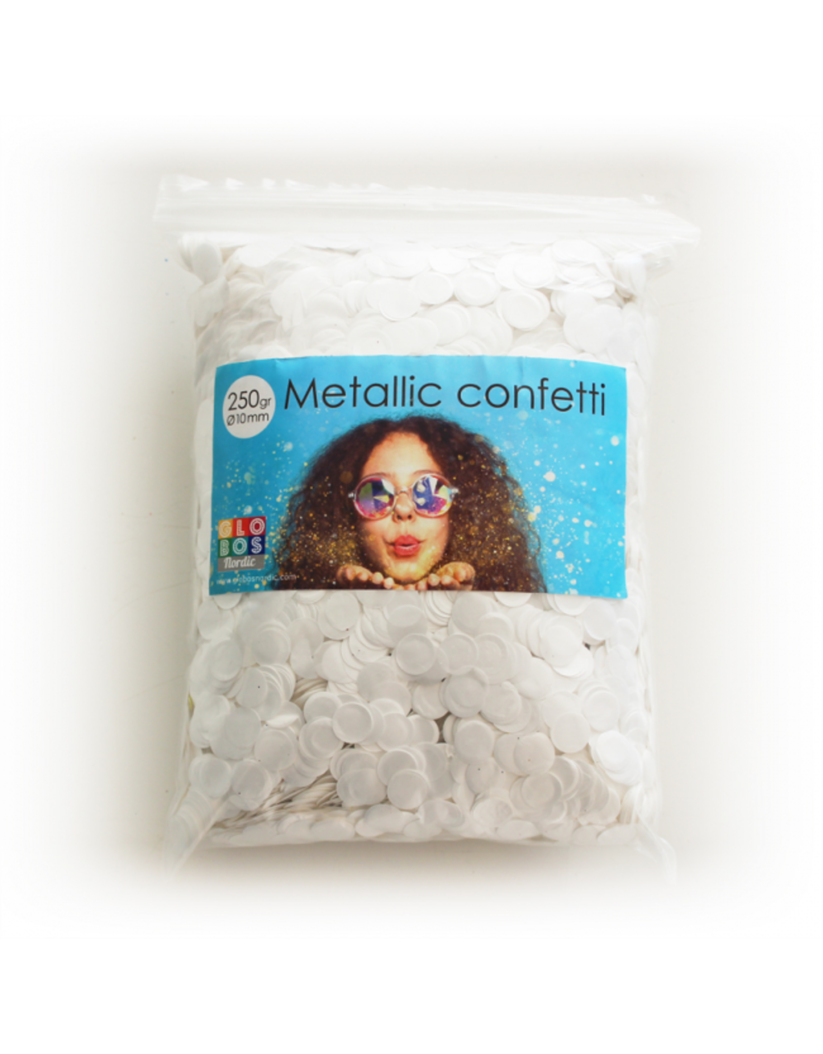 Confetti metallic wit 10 mm 250 gram