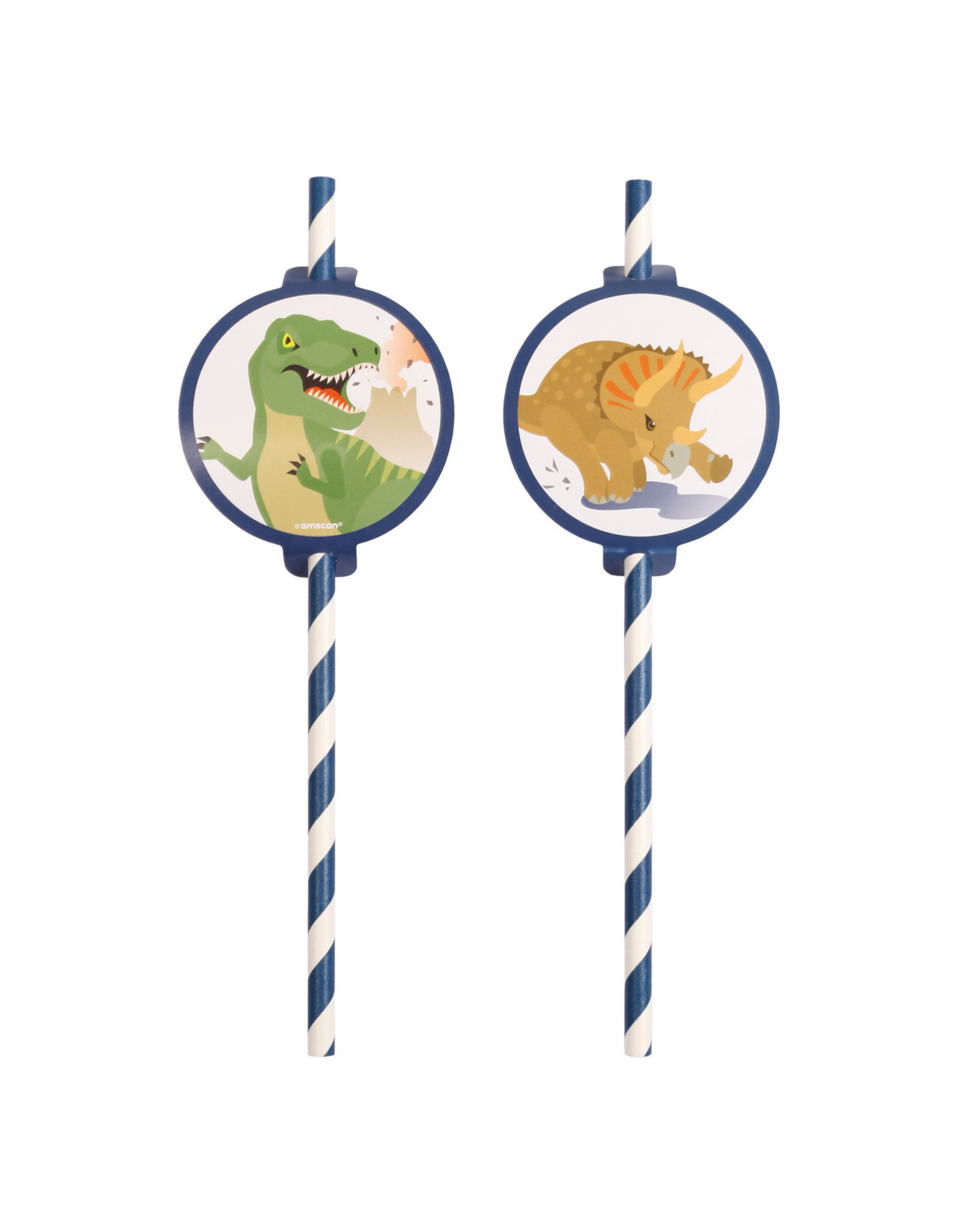 Dino papieren rietjes 8 stuks