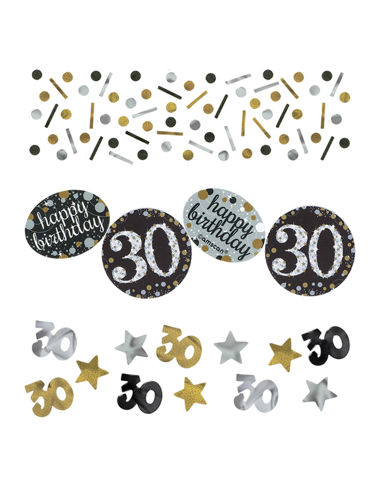 Amscan sparkling tafelconfetti 30 jaar mix