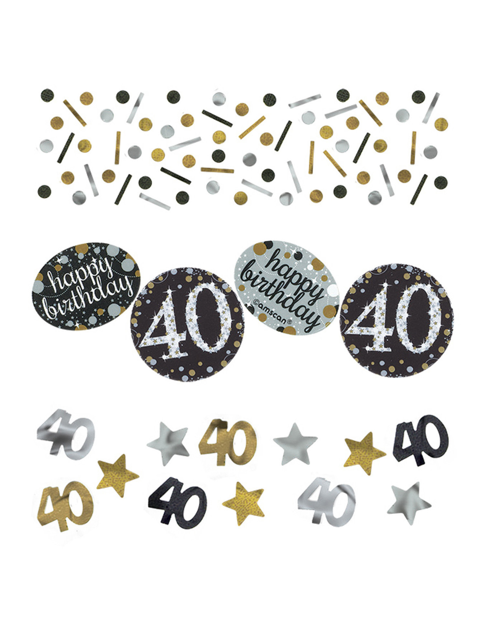 Amscan sparkling tafelconfetti 40 jaar mix