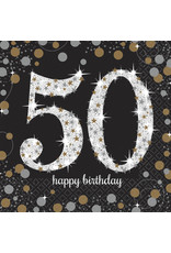 Amscan sparkling servetten 50 jaar zwart/zilver