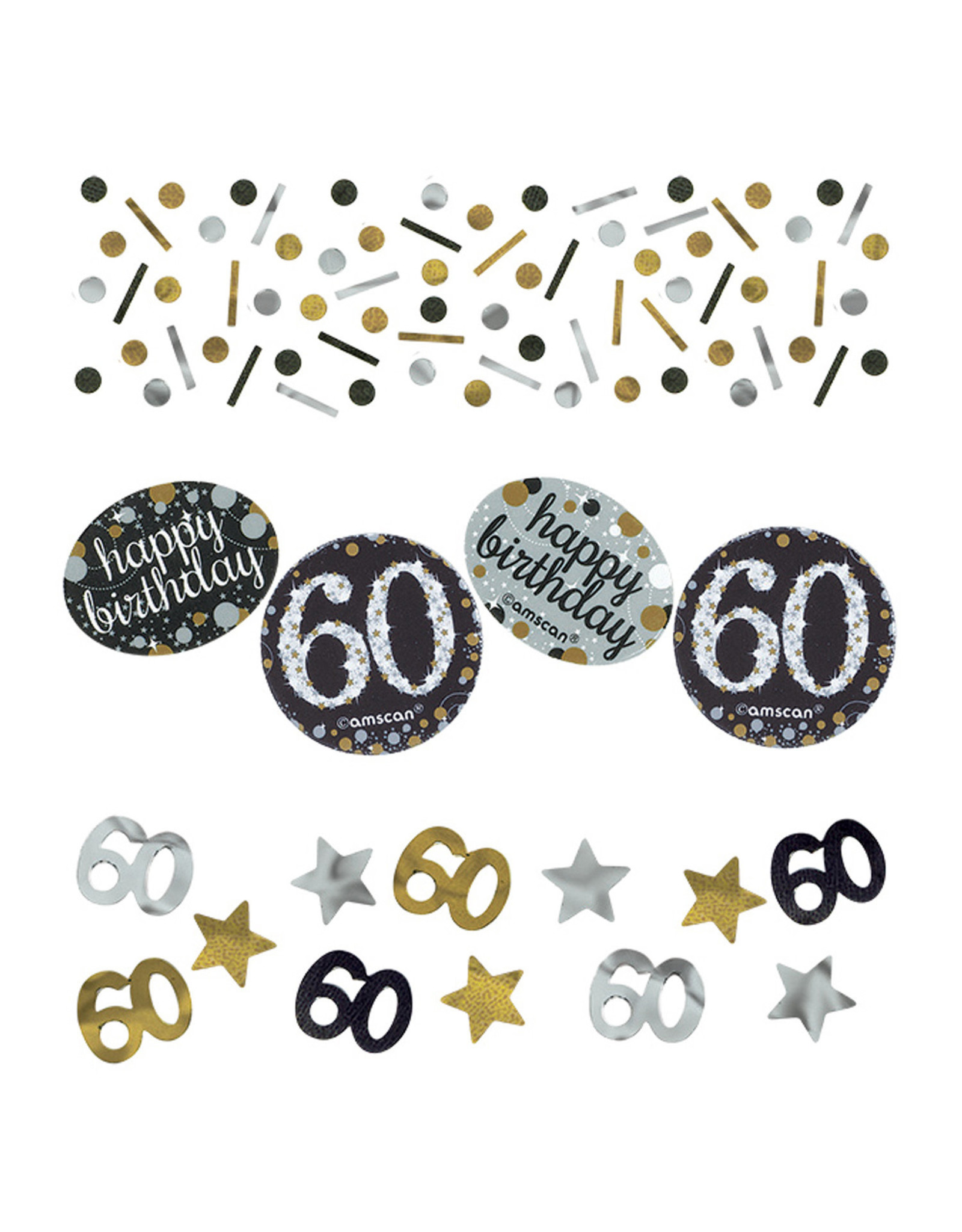 Amscan sparkling tafelconfetti 60 jaar mix