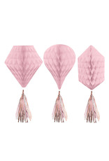 Honeycombs roze/rose gouden tassel 3 stuks