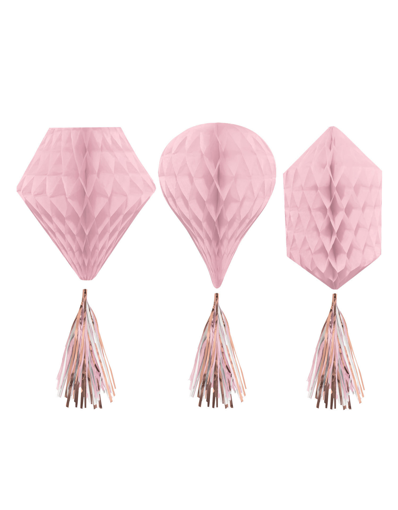 Honeycombs roze/rose gouden tassel 3 stuks