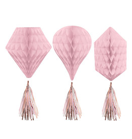 Honeycombs roze/rose gouden tassel 3 stuks