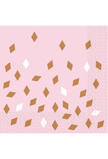 Servetten rose goud/baby roze 16 stuks 33 x 33 cm