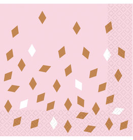 Servetten rose goud/baby roze 16 stuks 33 x 33 cm