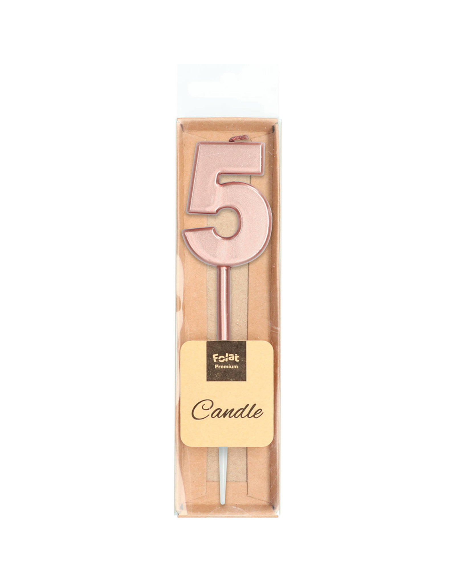 Rose gouden kaars deluxe cijfer 5