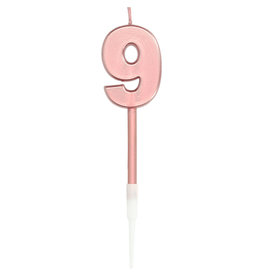 Rose gouden kaars deluxe cijfer 9
