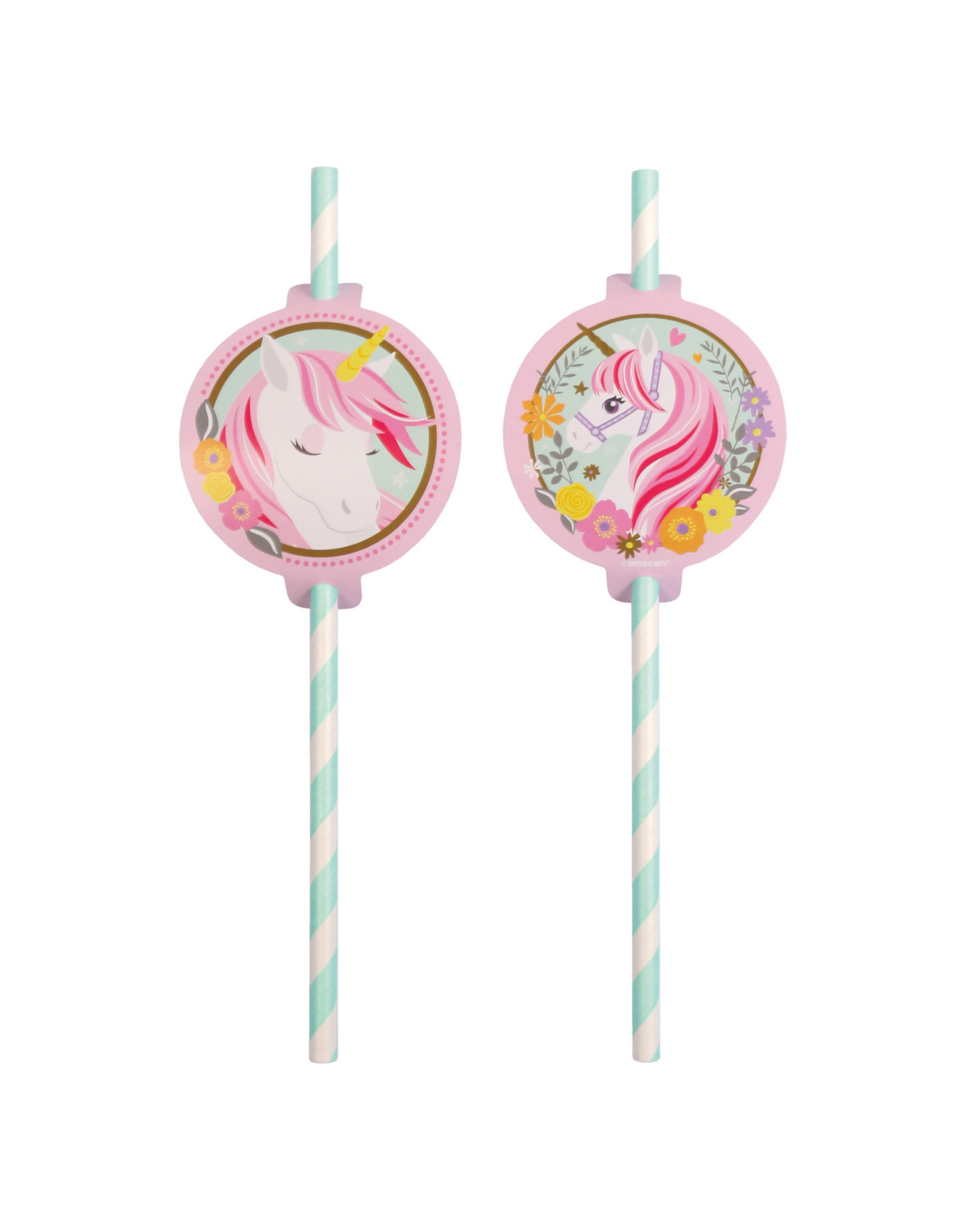 Unicorn papieren rietjes 8 stuks