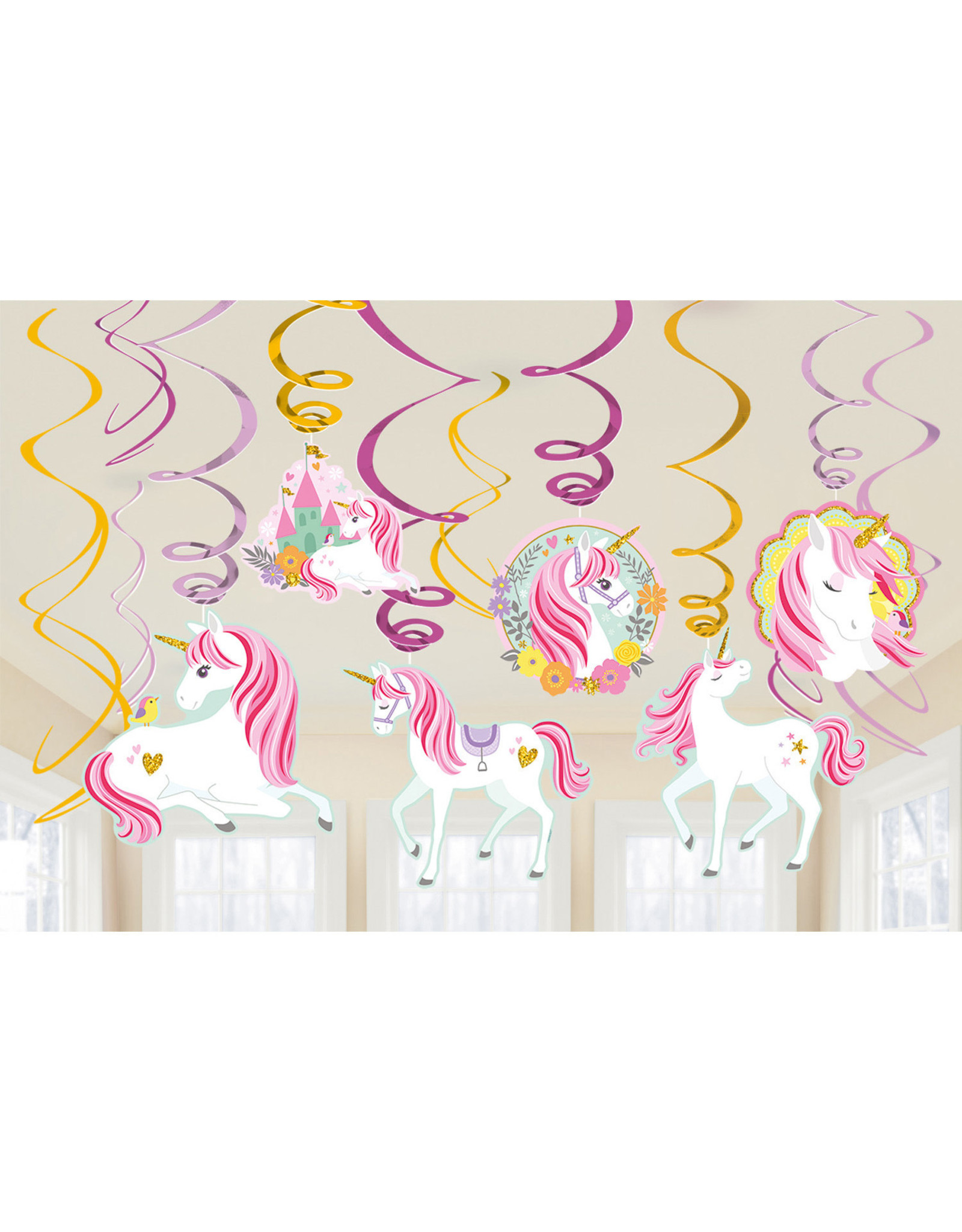 Unicorn swirl hangdecoratie 12-delig