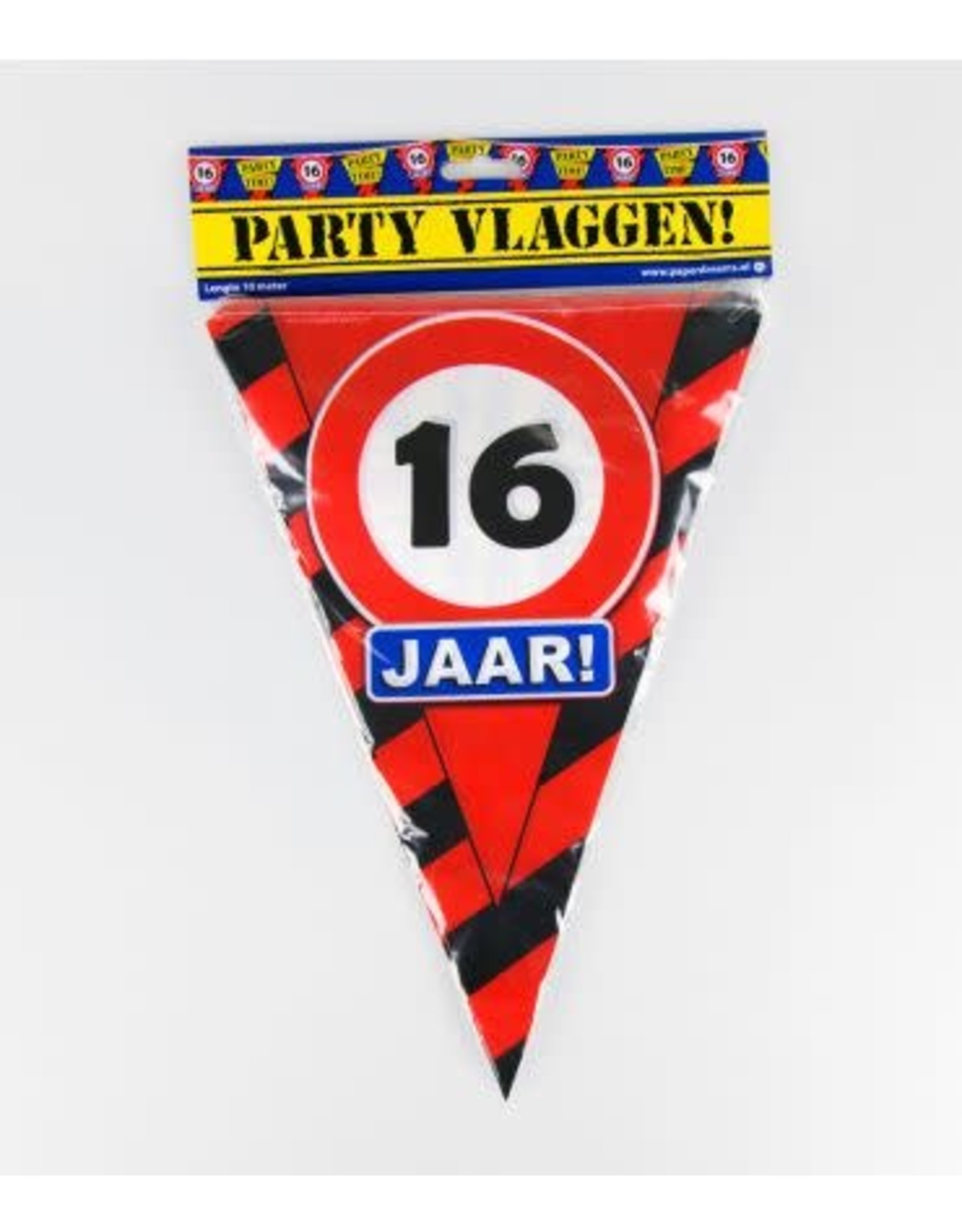 Verkeersbord vlaggenlijn 16 jaar 10 meter