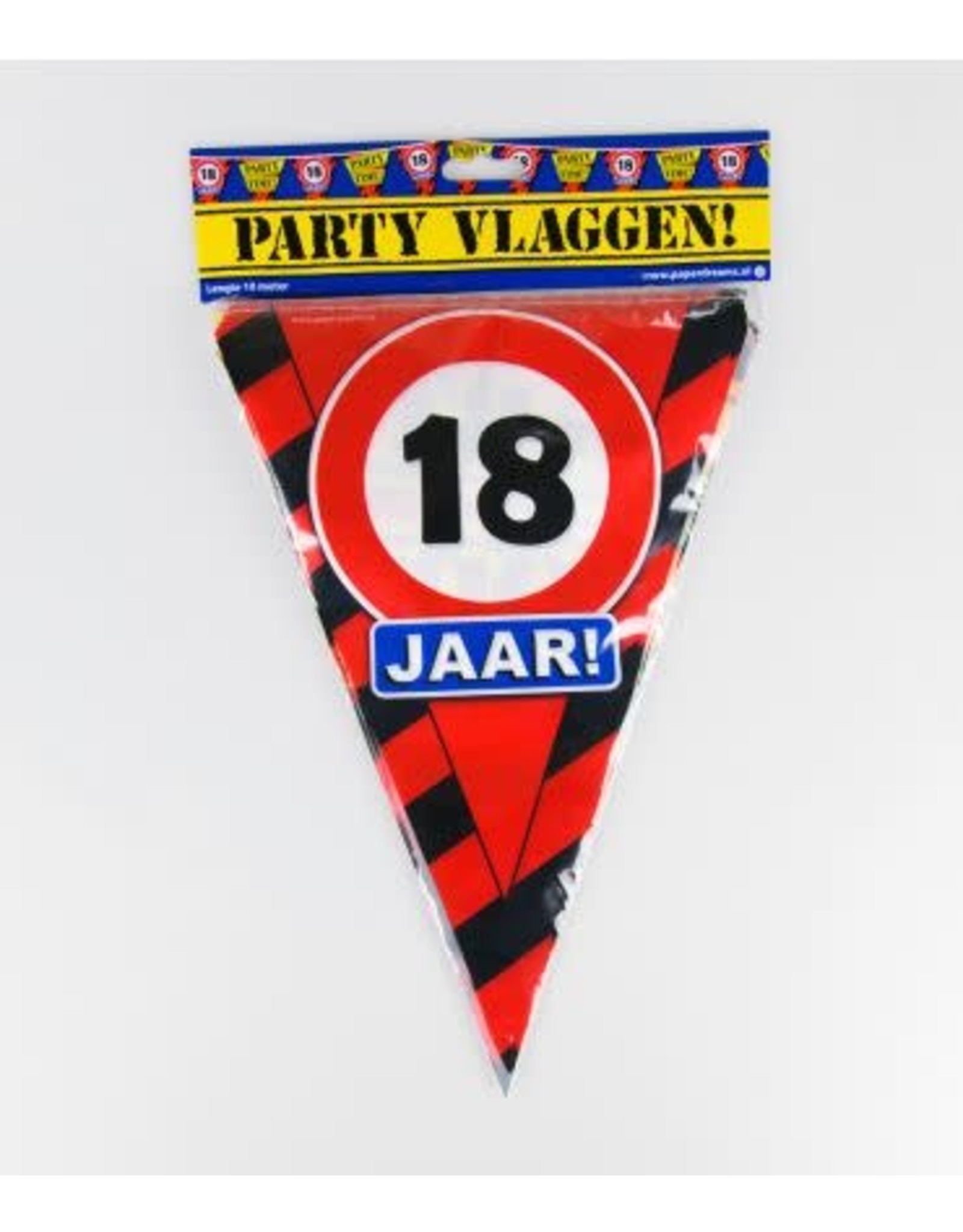 Verkeersbord vlaggenlijn 18 jaar 10 meter