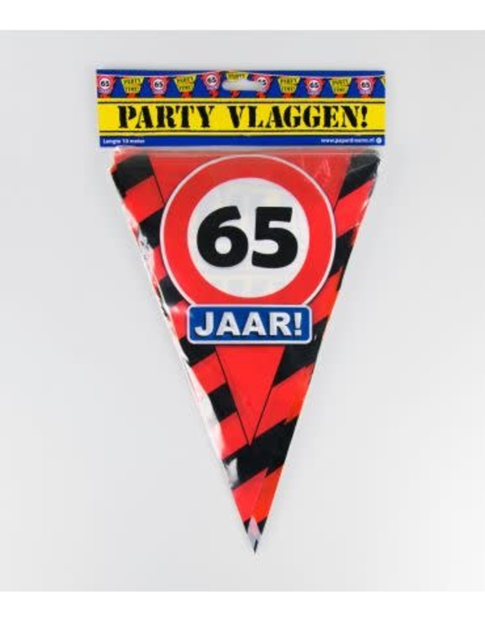 Verkeersbord vlaggenlijn 65 jaar 10 meter