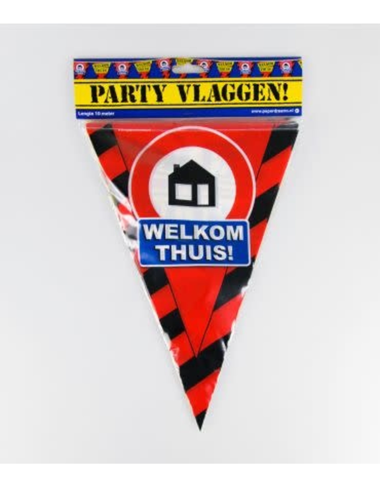 Verkeersbord vlaggenlijn welkom thuis 10 meter