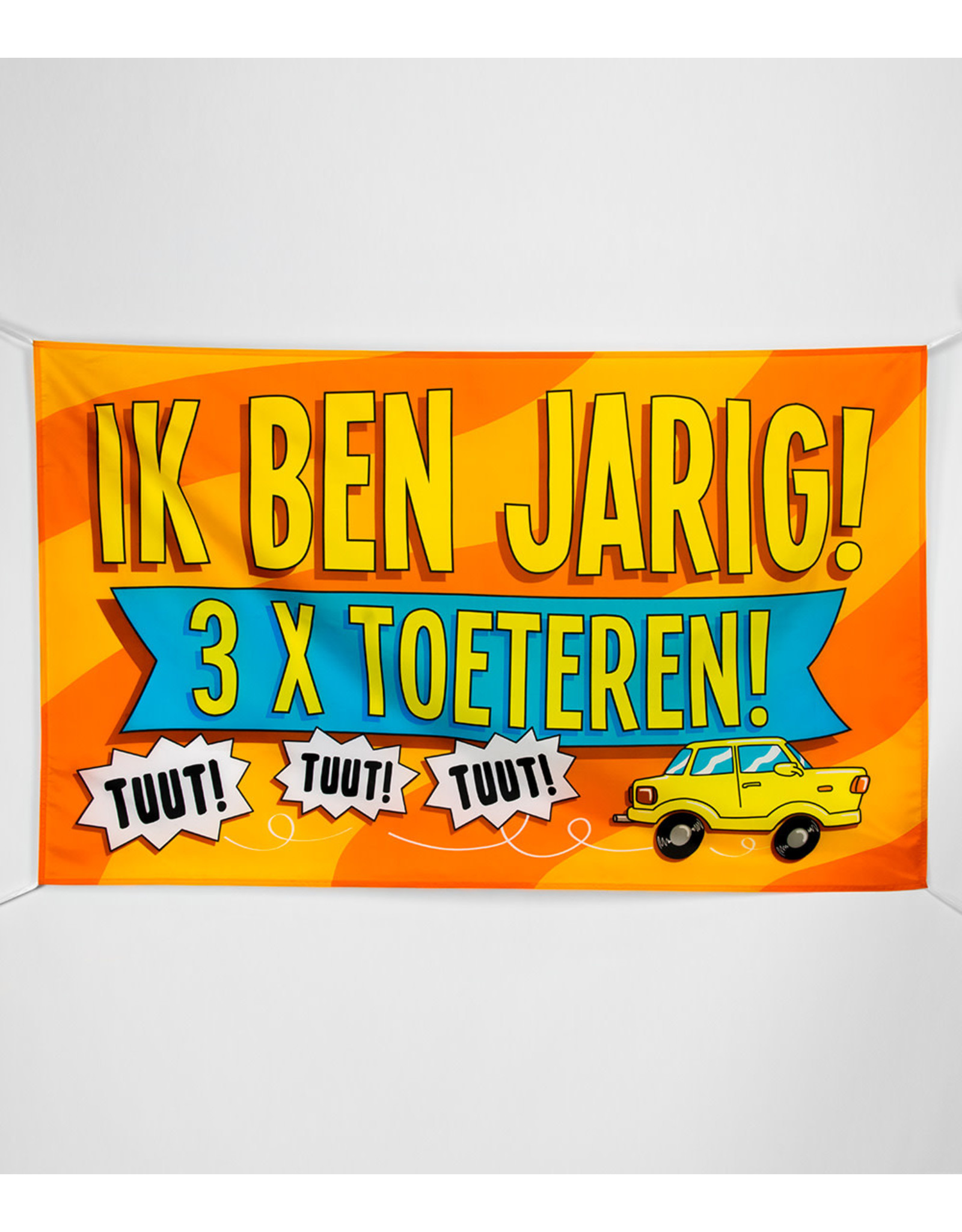 XXL gevelvlag ik ben jarig, 3x toeteren 150 x 90 cm