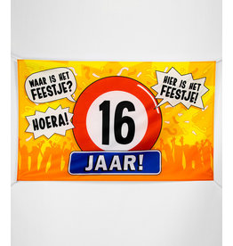 XXL gevelvlag 16 jaar 150 x 90 cm