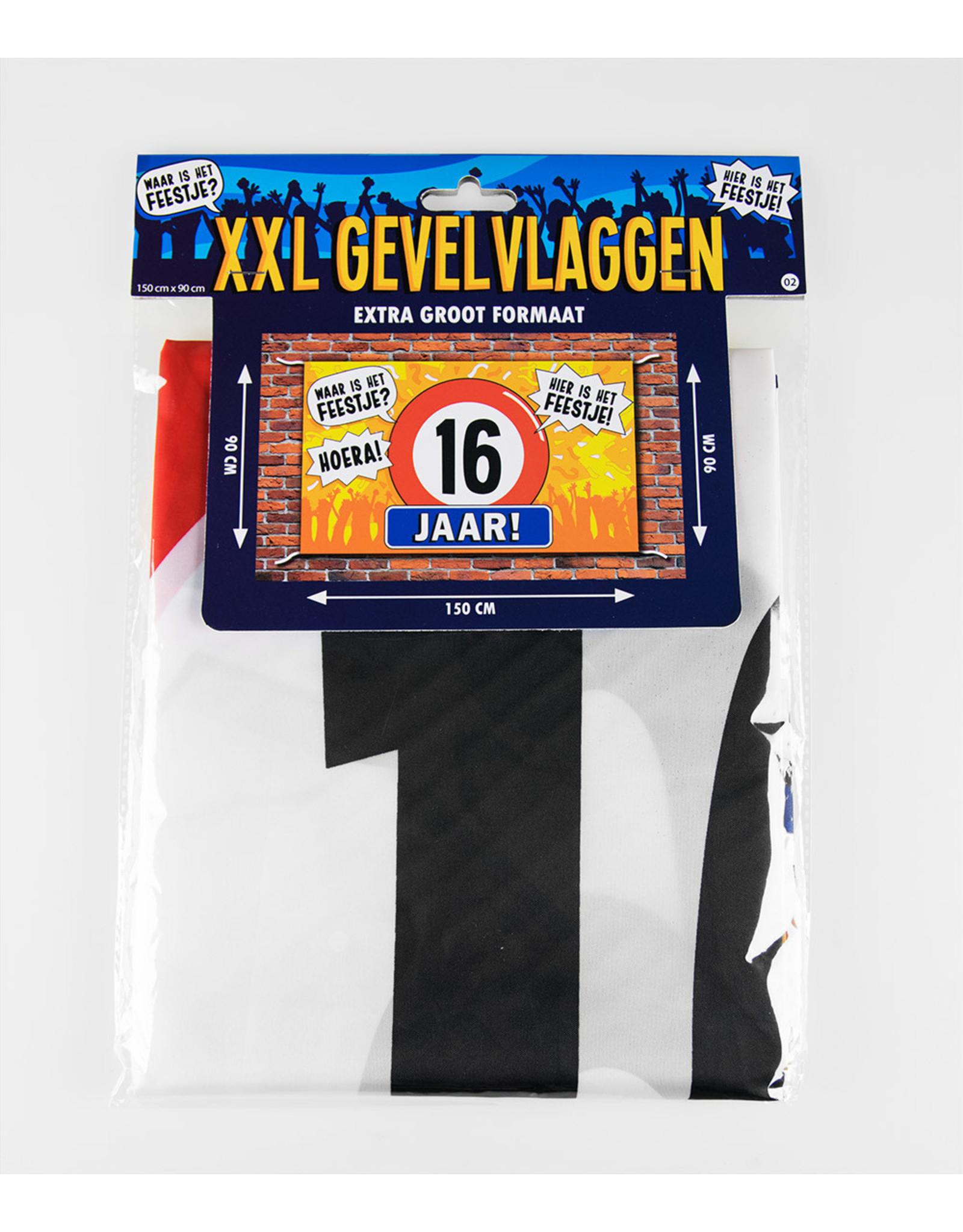 XXL gevelvlag 16 jaar 150 x 90 cm