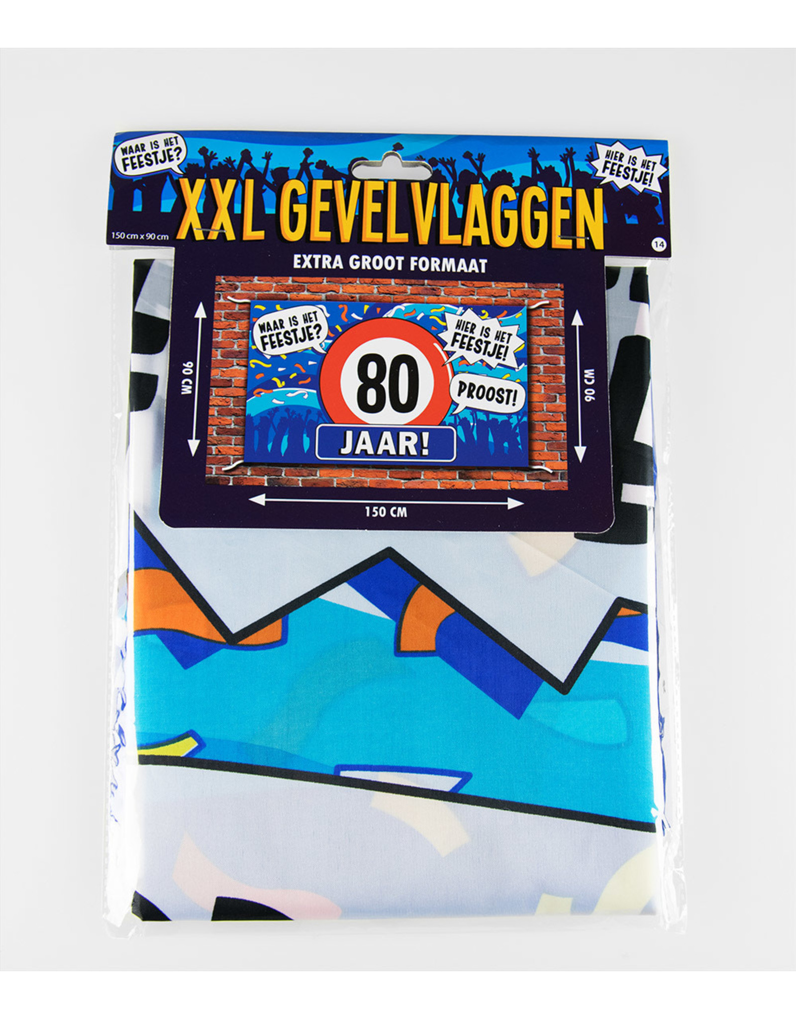 XXL gevelvlag 80 jaar 150 x 90 cm