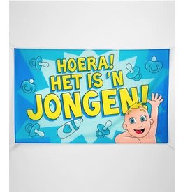 XXL gevelvlag hoera het is 'n jongen 150 x 90 cm