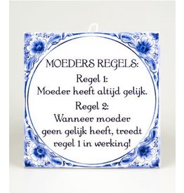 Delftse tegel Moeders regel