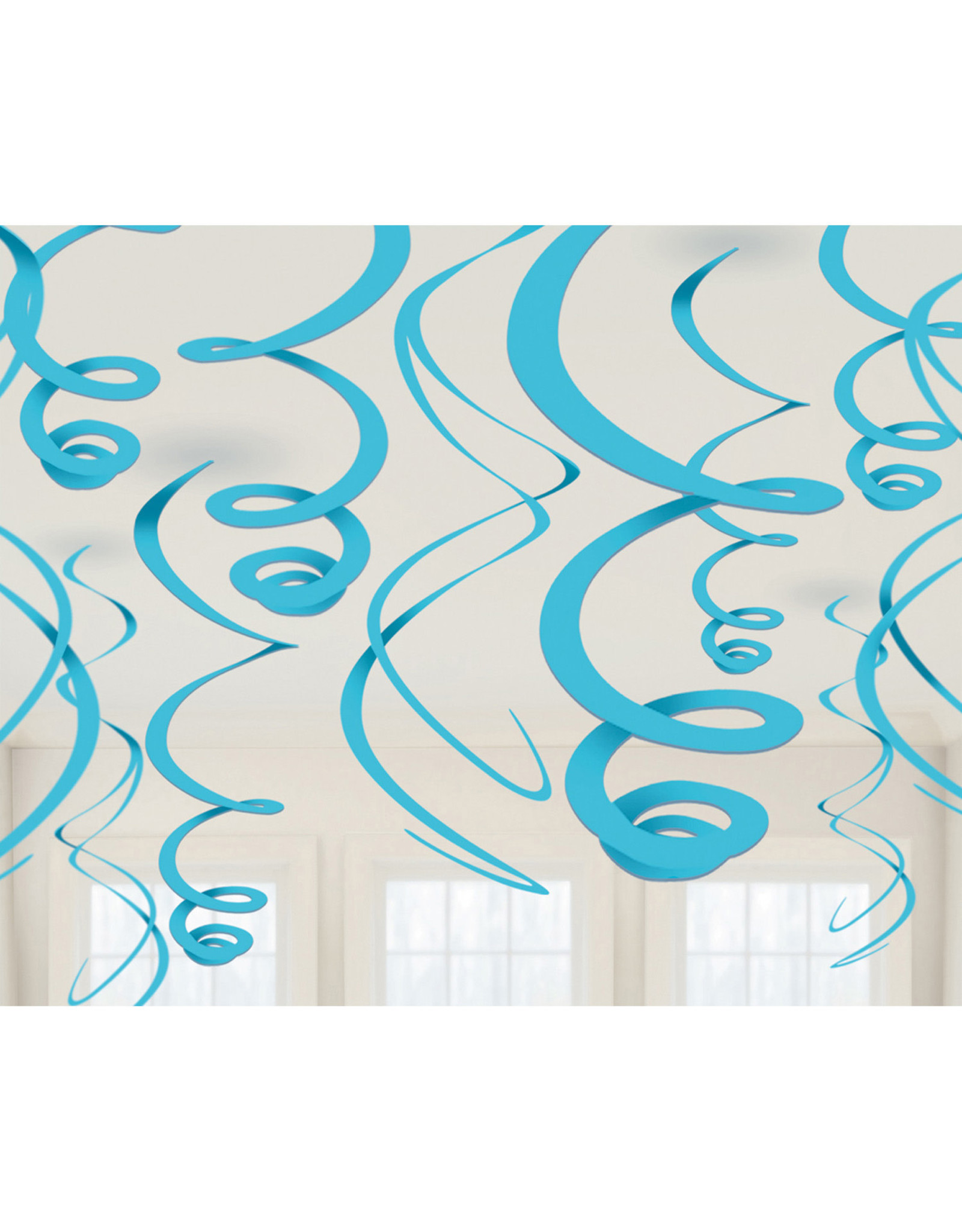 Swirl hangdecoratie baby blauw 12 stuks