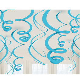 Swirl hangdecoratie baby blauw 12 stuks