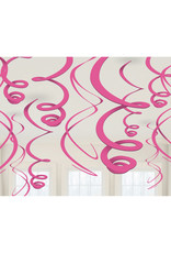 Amscan Swirl hangdecoratie fuchsia 12 stuks