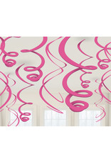 Swirl hangdecoratie fuchsia 12 stuks Swirl hangdecoratie fuchsia 12 stuks