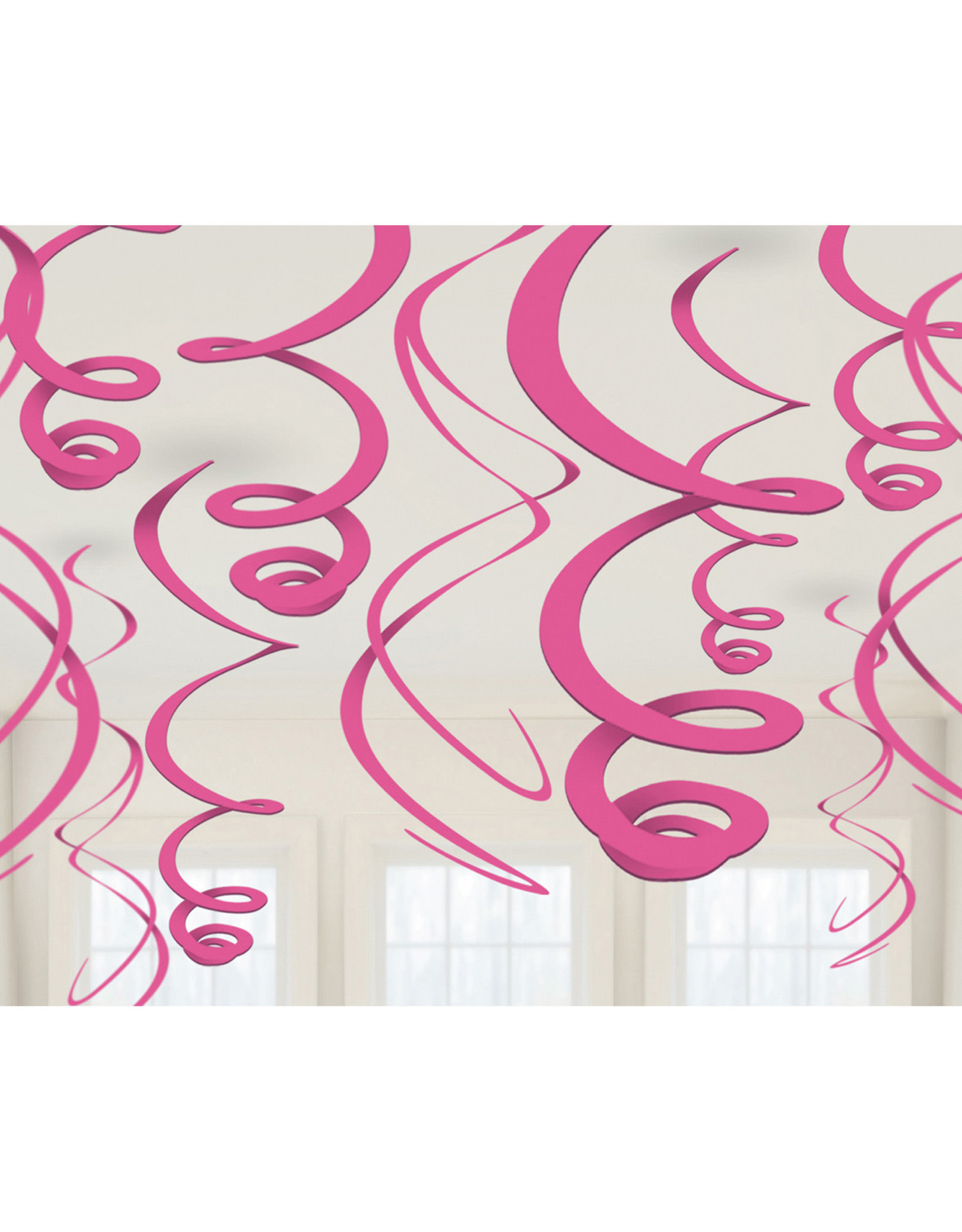 Amscan Swirl hangdecoratie fuchsia 12 stuks