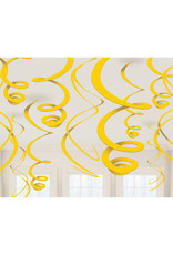 Swirl hangdecoratie geel 12 stuks Swirl hangdecoratie geel 12 stuks
