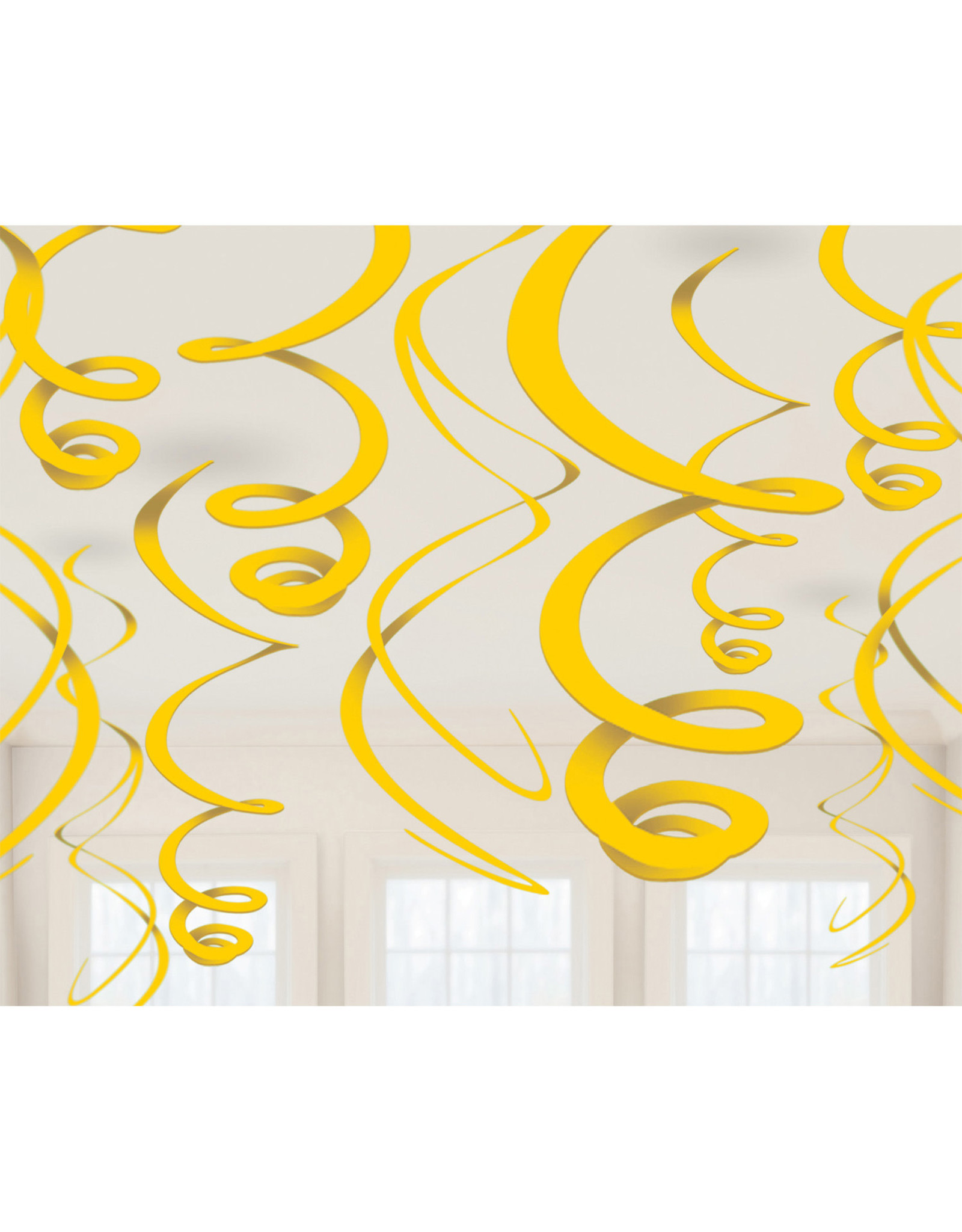 Amscan Swirl hangdecoratie geel 12 stuks