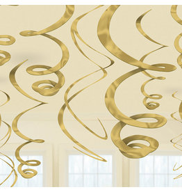 Swirl hangdecoratie goud 12 stuks