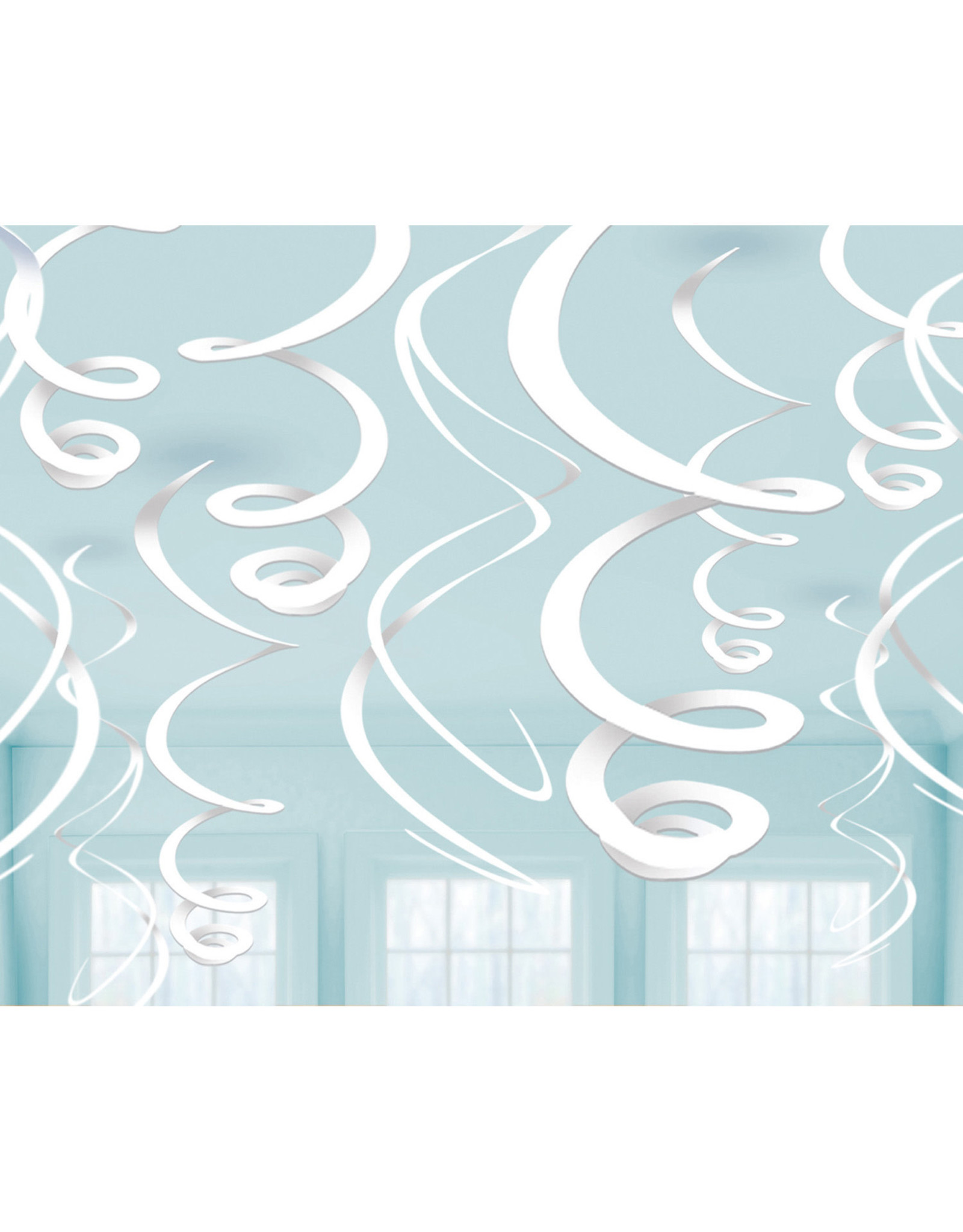 Swirl hangdecoratie wit 12 stuks
