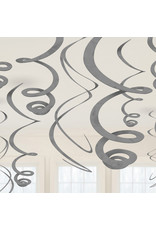 Swirl hangdecoratie zilver 12 stuks Swirl hangdecoratie zilver 12 stuks