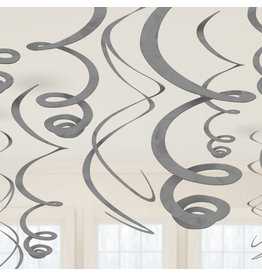 Swirl hangdecoratie zilver 12 stuks