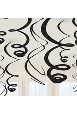 Swirl hangdecoratie zwart 12 stuks Swirl hangdecoratie zwart 12 stuks