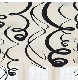 Swirl hangdecoratie zwart 12 stuks